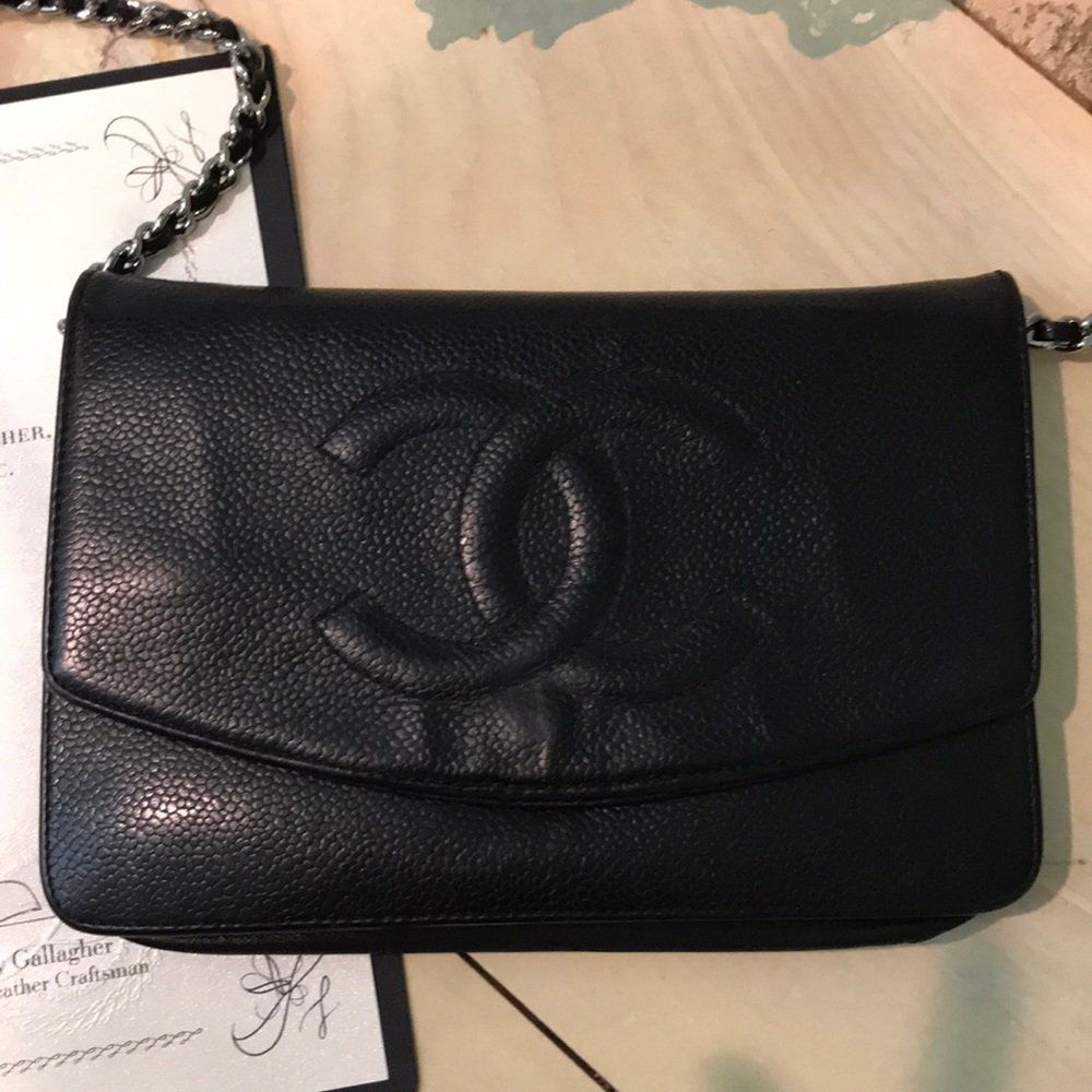 Authentic Chanel Timeless Wallet on Chain Black